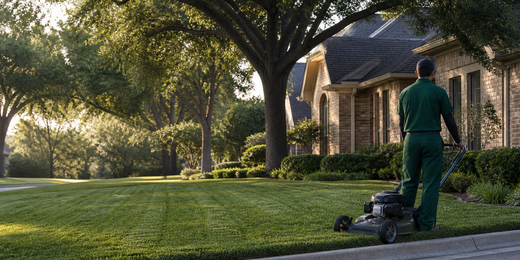 Lawn care at a North Texas home